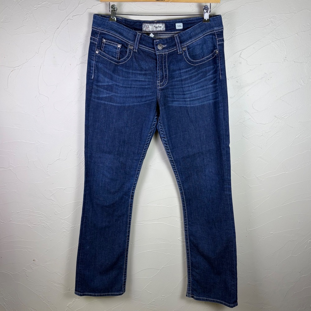 Buckle BKE Payton Bootcut Jeans Womens 32 Long Blue Denim Embellished Western